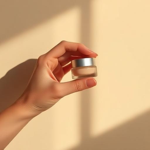 Hand holding a small cosmetic jar